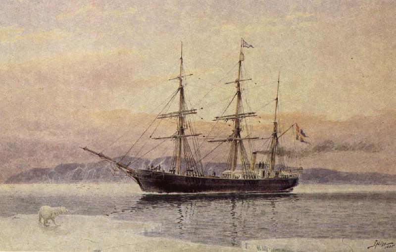unknow artist polarfartyget vega pa en akvarell av jacob hagg oil painting image